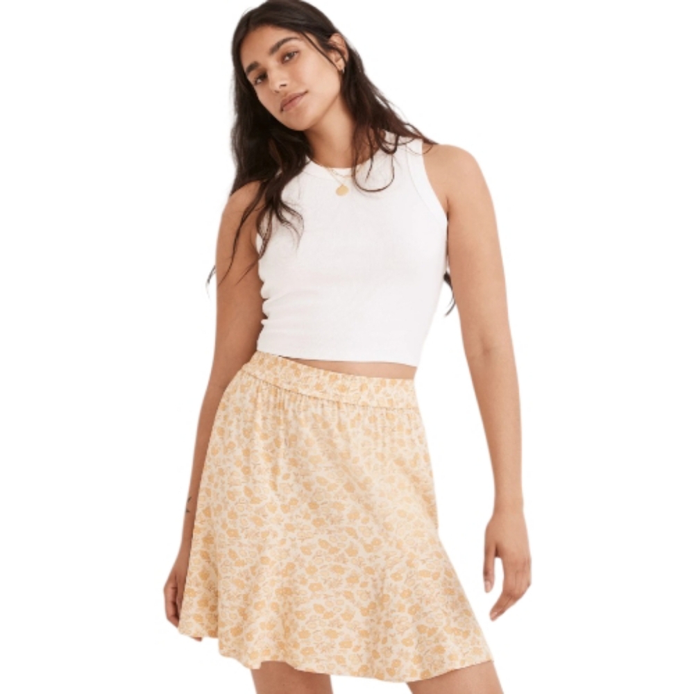 Madewell Pull-On Swing Mini Skirt Yellow Floral S